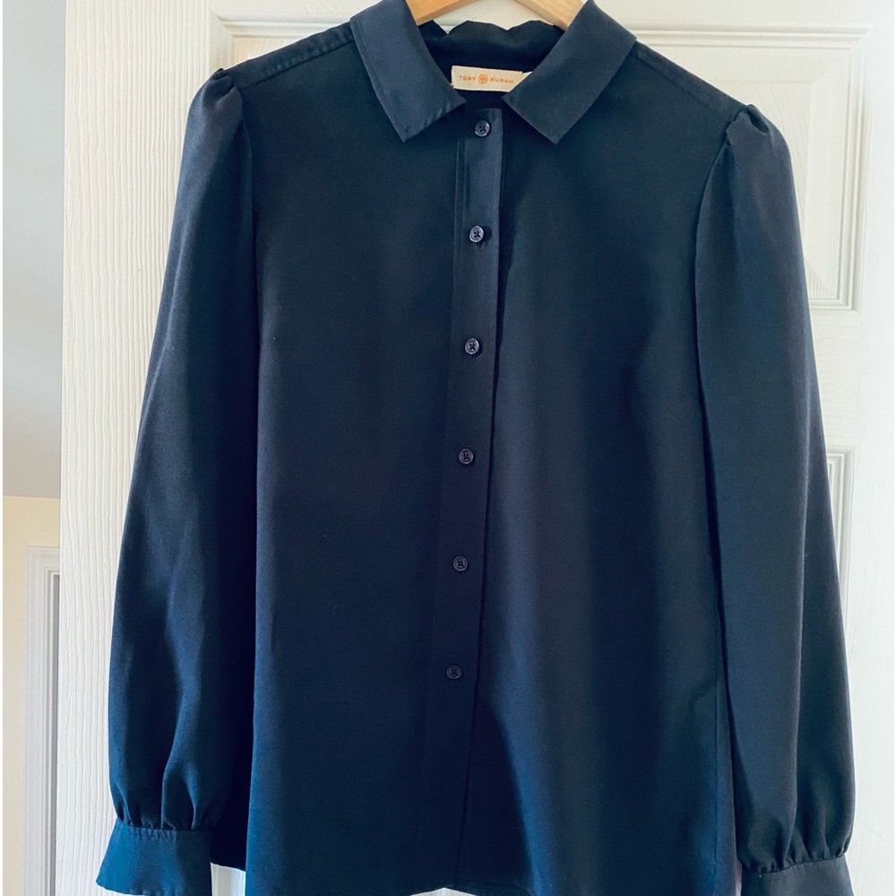 Beautiful Tory Burch Long Sleeve Navy Blouse Size 8